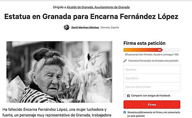 En marcha una petición para poner una estatua a Encarna Fernández en Granada