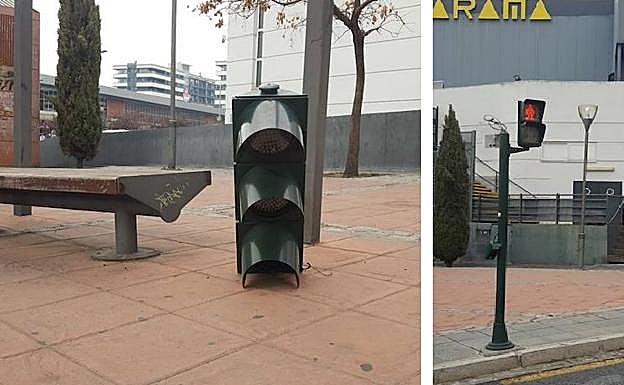 Arrancan la parte superior de un semáforo situado junto al Neptuno de Granada