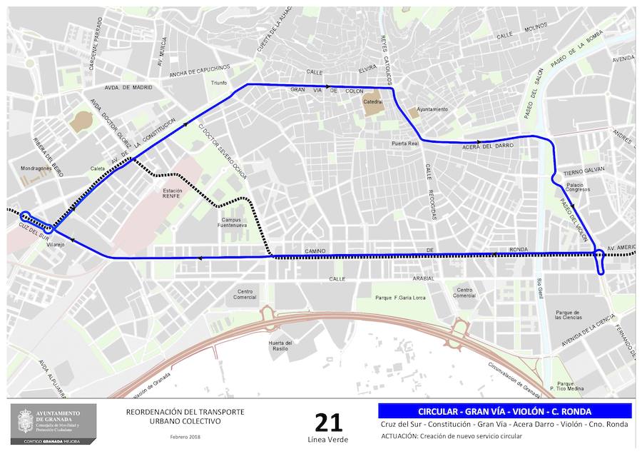 Estas son las 19 líneas que se verán afectadas o, incluso, creadas, con el nuevo mapa del transporte público en Granada. Los recorridos implicados corresponden a las líneas: N4, 3, 4, 5, 6, 11, 13, 21, C30, C31, C31, C33, C34, C35, N1, N3, S3, S0 y S2