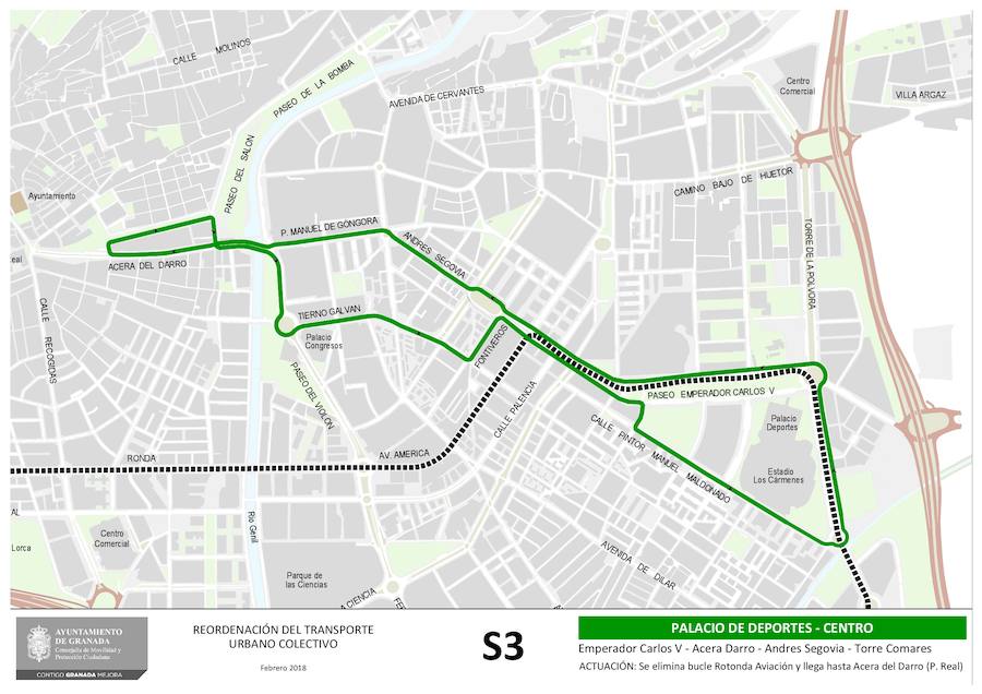 Estas son las 19 líneas que se verán afectadas o, incluso, creadas, con el nuevo mapa del transporte público en Granada. Los recorridos implicados corresponden a las líneas: N4, 3, 4, 5, 6, 11, 13, 21, C30, C31, C31, C33, C34, C35, N1, N3, S3, S0 y S2