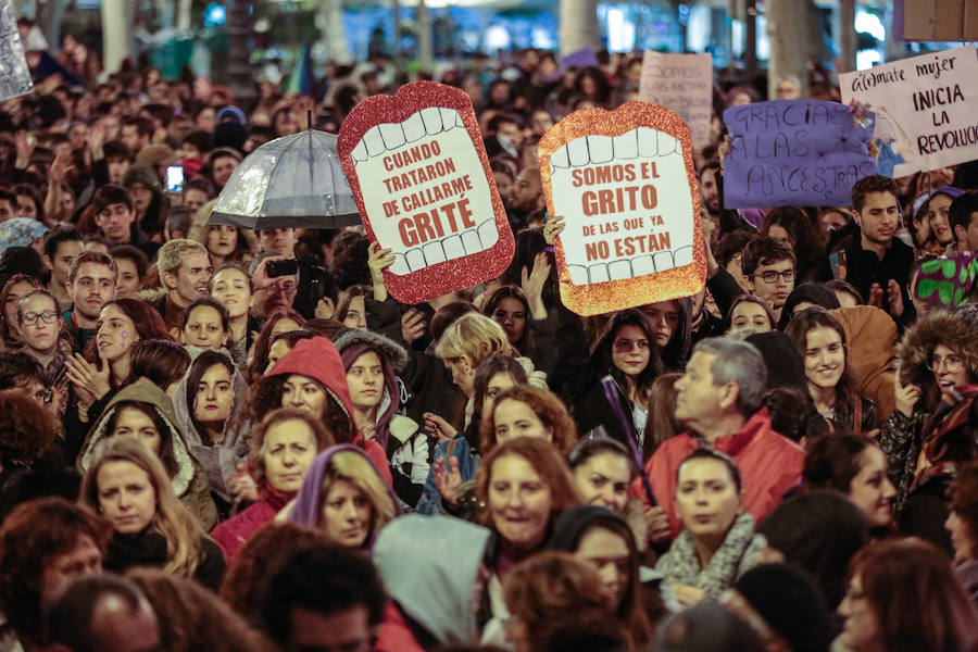 La multitudinaria manifestación del 8M en Granada dejó preciosas imágenes para el recuerdo a partir de las seis de la tarde. 