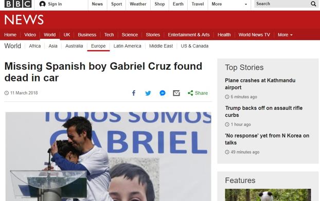 Los medios de todo el mundo se hacen eco del "triste final" del pequeño Gabriel