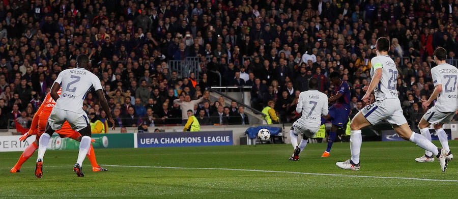 El Barça logró el pase a cuartos de final de la Liga de Campeones tras imponerse al Chelsea en el Camp Nou por 3-0 con un doblete de Messi y otro tanto de Dembélé