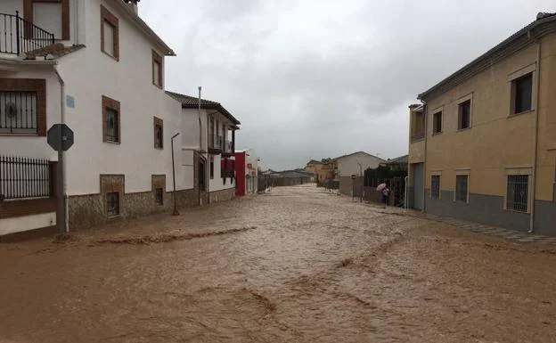 Inundaciones en Villargordo hoy sábado. 