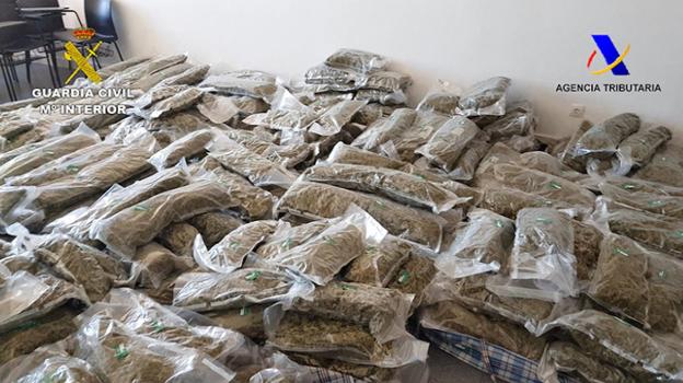 Imagen de los 432 kilos de marihuana alijados. 