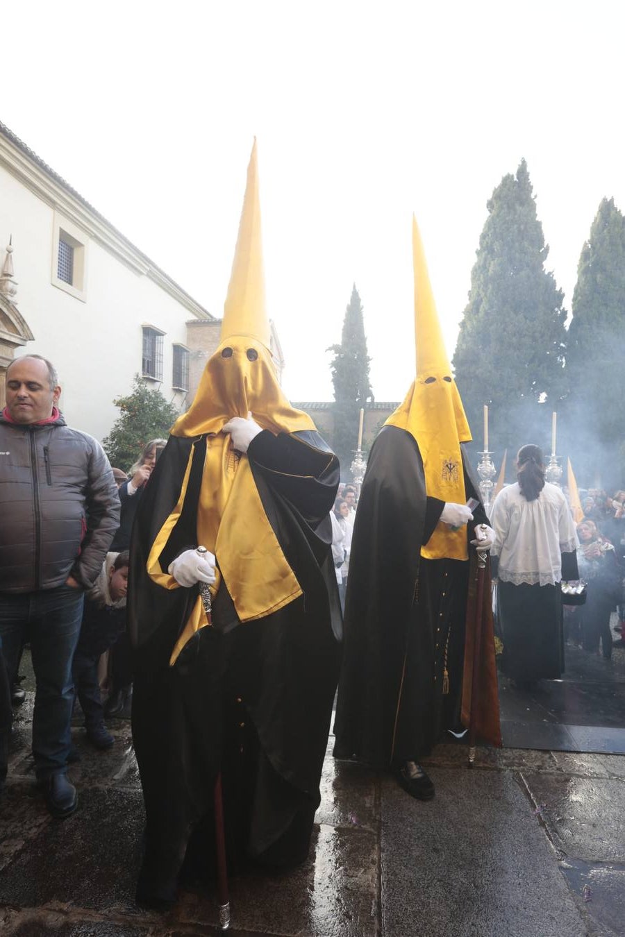 La hermandad de la Soledad de San Jerónimo, la que se conoce popularmente con el nombre de 'Las Chías', estrena este año un nuevo guión de la corporación, que ha sido bordado por Jesús Arco siguiendo el diseño realizado por Álvaro Abril Vela y que incorpora una pintura de Juan Díaz Losada.