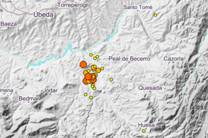 Localización de los terremotos ocurrido en los últimos diez días en la zona. 