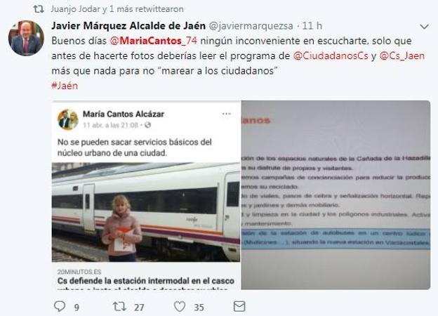 El alcalde dice que Cs «carece de ideología» al cambiar la Intermodal