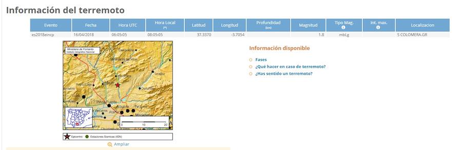 6. 08.05 horas: Colomera, 1,8º