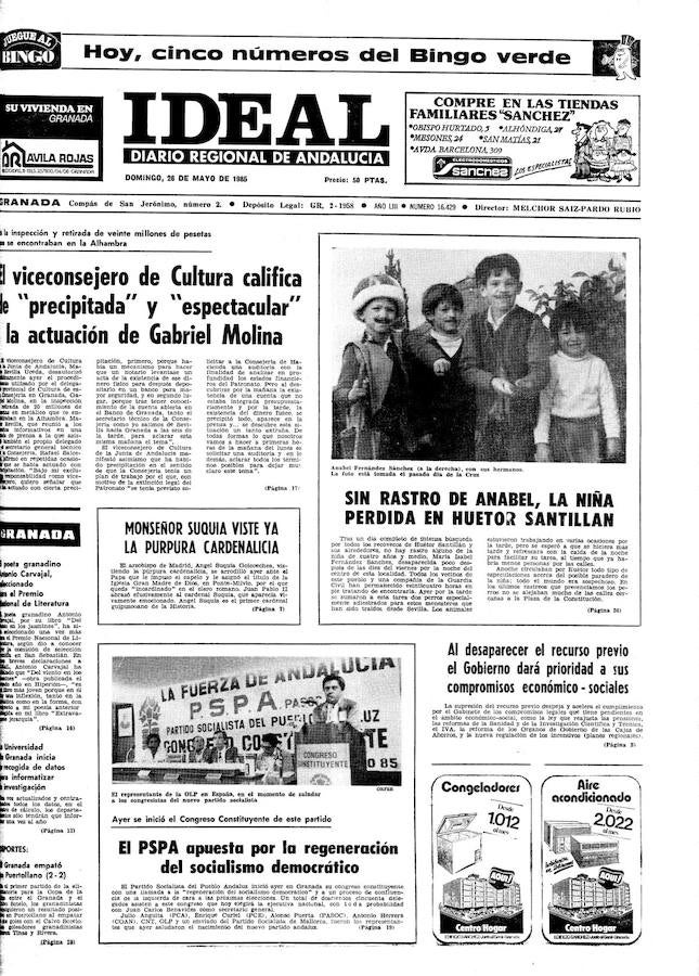 En 1985 Anabel murió asesinada. El servicio cinológico de la Guardia Civil encontró su cadáver escondido en una finca de Huétor Santillán y con signos de haber sido abusada sexualmente. Esta es la crónica de aquel suceso.