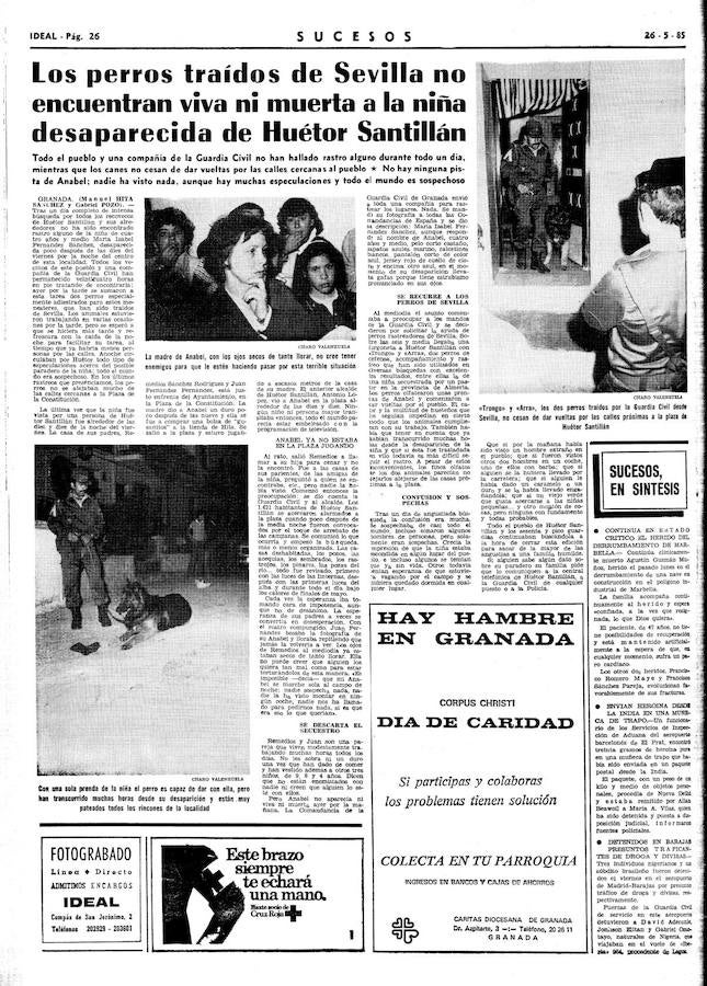 En 1985 Anabel murió asesinada. El servicio cinológico de la Guardia Civil encontró su cadáver escondido en una finca de Huétor Santillán y con signos de haber sido abusada sexualmente. Esta es la crónica de aquel suceso.