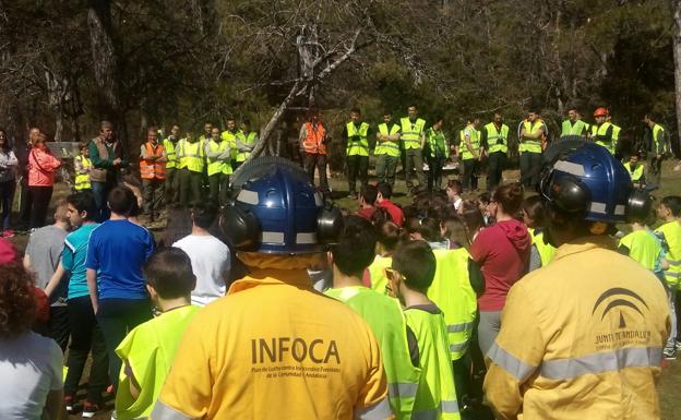 La Junta muestra a unos 500 alumnos las tareas de restauración tras el incendio de Segura de la Sierra