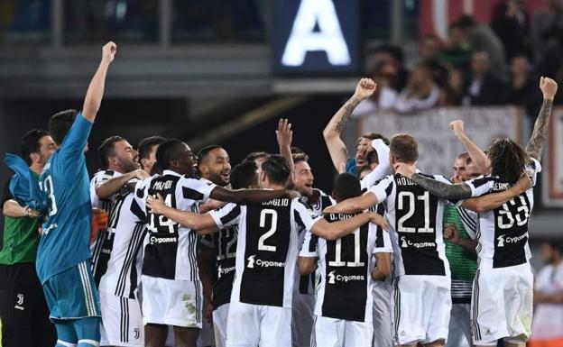 La Juventus celebrando el campeonato de Liga