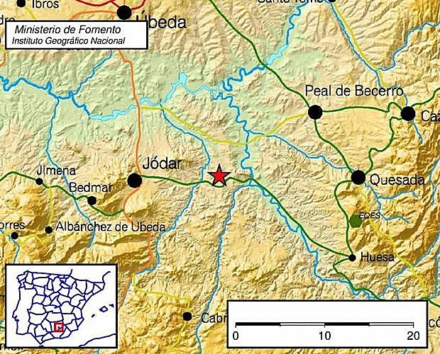 Registrado un terremoto de magnitud 3.4 con epicentro en Jódar