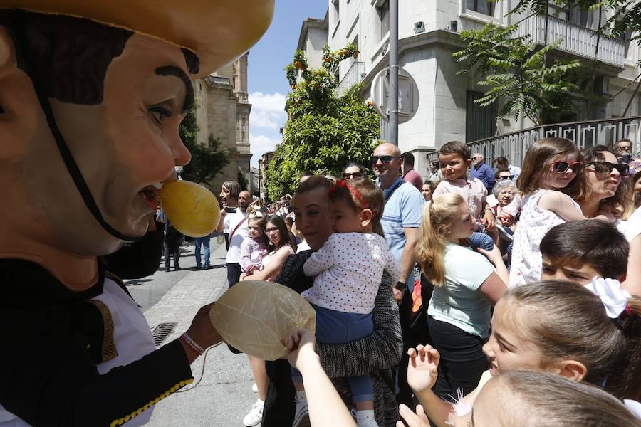 Miles de granadinos y foráneos llenan la capital para acompañar a La Tarasca en su desfile por le centro de la ciudad. Puede ver más fotos del Corpus en  este enlace . 