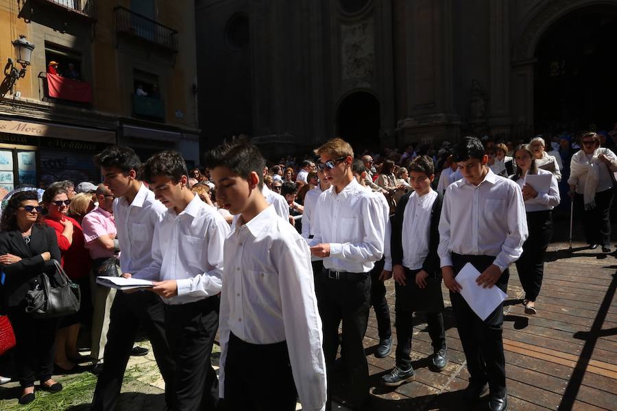 El extenso cortejo ha mezclado los elementos civiles y religiosos en un colorido desfile que ha sido seguido por miles de personas en la calle. Puede ver más fotos del Corpus en  este enlace . 