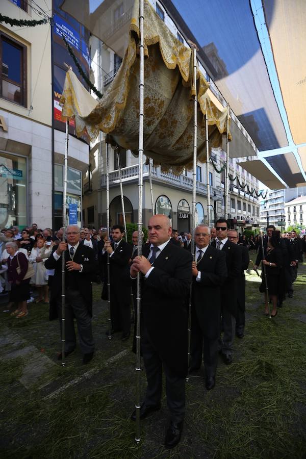 El extenso cortejo ha mezclado los elementos civiles y religiosos en un colorido desfile que ha sido seguido por miles de personas en la calle. Puede ver más fotos del Corpus en  este enlace . 