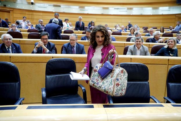 María Jesús Montero, ministra de Hacienda, ayer en el Senado. 