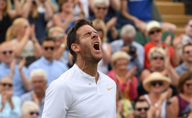 Juan Martín del Potro celebra su victoria ante Gilles Simon. 