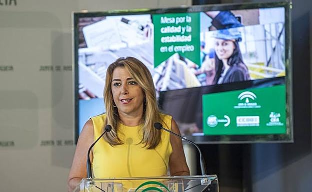 Susana Díaz valora que Andalucía lidera la inversión en «empleo estable y de calidad», con 542,44 millones