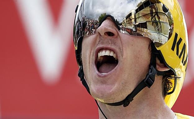 Geraint Thomas, tras finalizar la contrarreloj. 