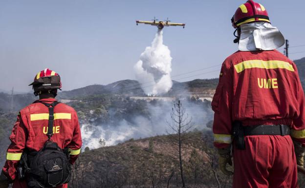 El incendio de Nerva evoluciona «de forma favorable» aunque se mantienen todos los medios previstos