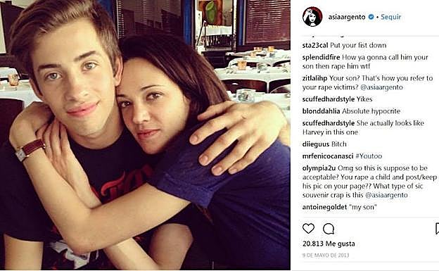 Asia Argento, con el joven actor Jimmy Bennett, en una imagen tomada en 2013.