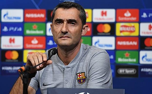 Ernesto Valverde, en rueda de prensa. 