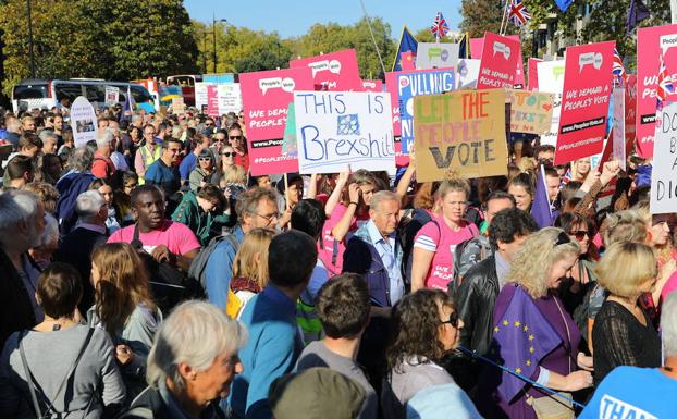 Manifestación en Londres por un segundo referéndum sobre el 'Brexit'.