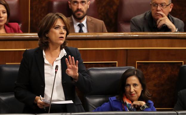 La ministra de Justicia, Dolores Delgado, hoy en el Congreso. 