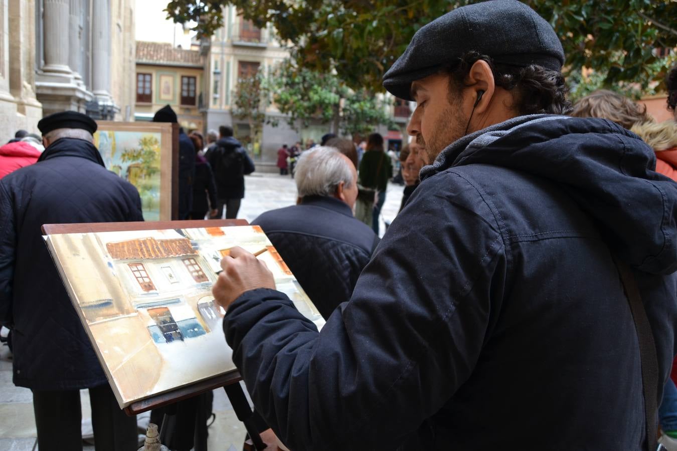 Un centenar de pintores de Andalucía Oriental celebraron el domingo, 25 de noviembre, el Día Mundial de la Acuarela, en el entorno de la Catedral de Granada