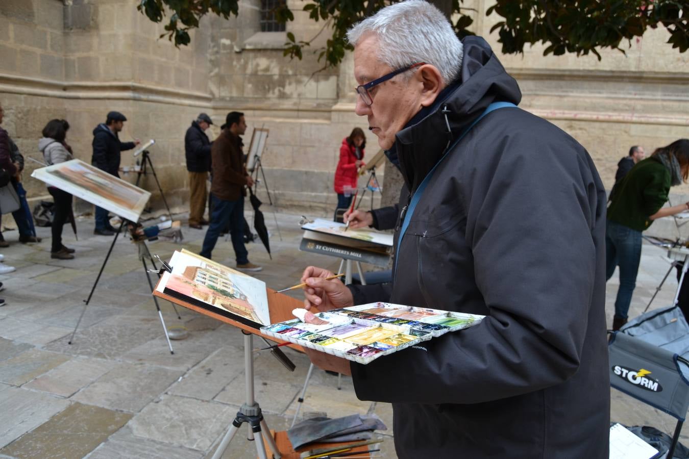 Un centenar de pintores de Andalucía Oriental celebraron el domingo, 25 de noviembre, el Día Mundial de la Acuarela, en el entorno de la Catedral de Granada