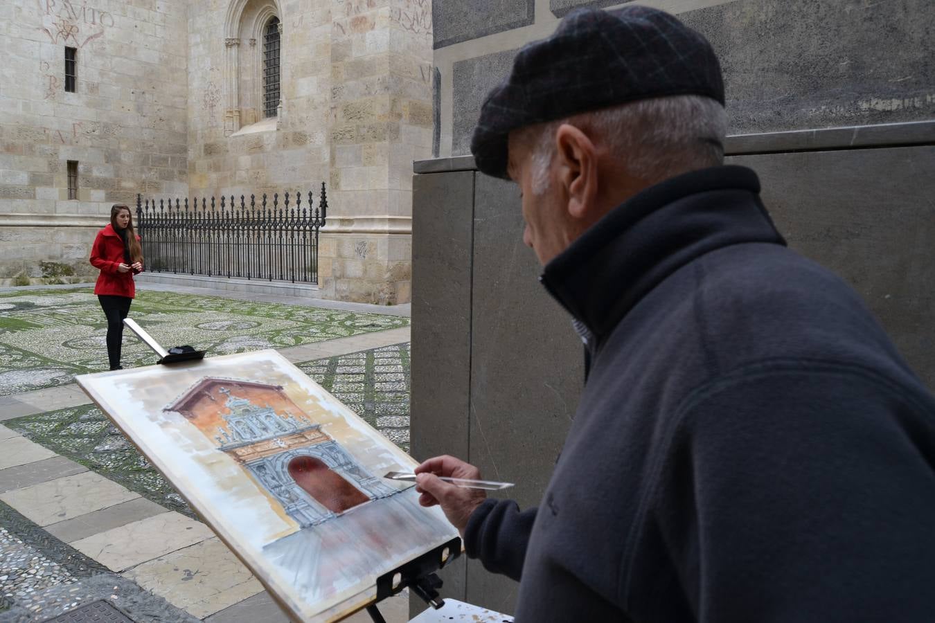 Un centenar de pintores de Andalucía Oriental celebraron el domingo, 25 de noviembre, el Día Mundial de la Acuarela, en el entorno de la Catedral de Granada