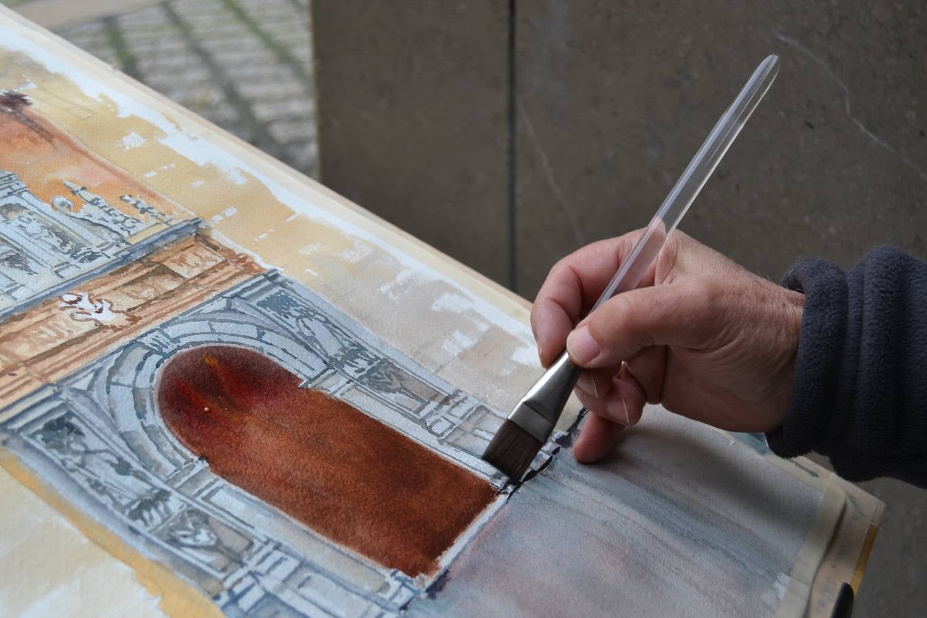 Un centenar de pintores de Andalucía Oriental celebraron el domingo, 25 de noviembre, el Día Mundial de la Acuarela, en el entorno de la Catedral de Granada