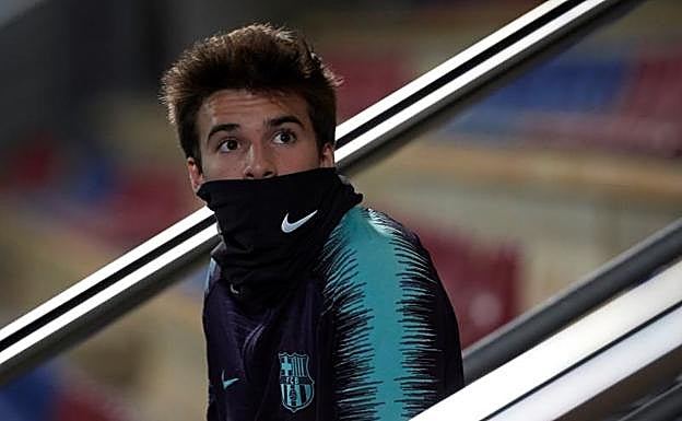 Riqui Puig, durante un entrenamiento del Barcelona. 