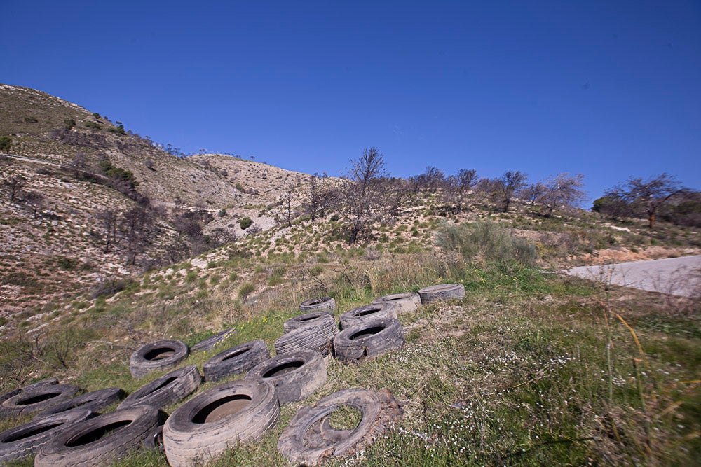 El año pasado voluntarios sacaron 800 ruedas de los acantilados de Castell, un caso flagrante. El Seprona advierte que realizará apostaderos para buscar a los autores