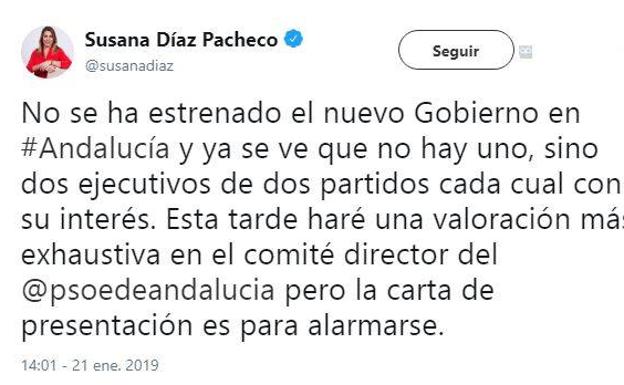 Díaz sobre el nuevo Gobierno: «La carta de presentación es para alarmarse»