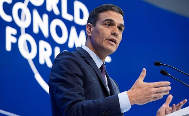 El presidente del Gobierno, Pedro Sánchez, en el Foro Davos (Suiza).