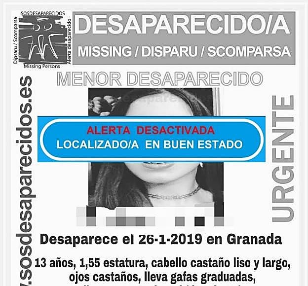 Localizada la niña de 13 años desaparecida desde el sábado en Granada
