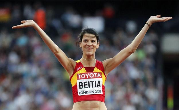 Ruth Beitia, durante el Mundial de 2017.