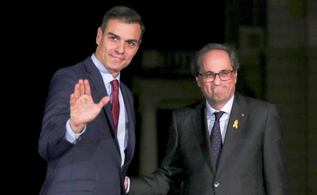 Pedro Sánchez con Quim Torra en Pedralbes.