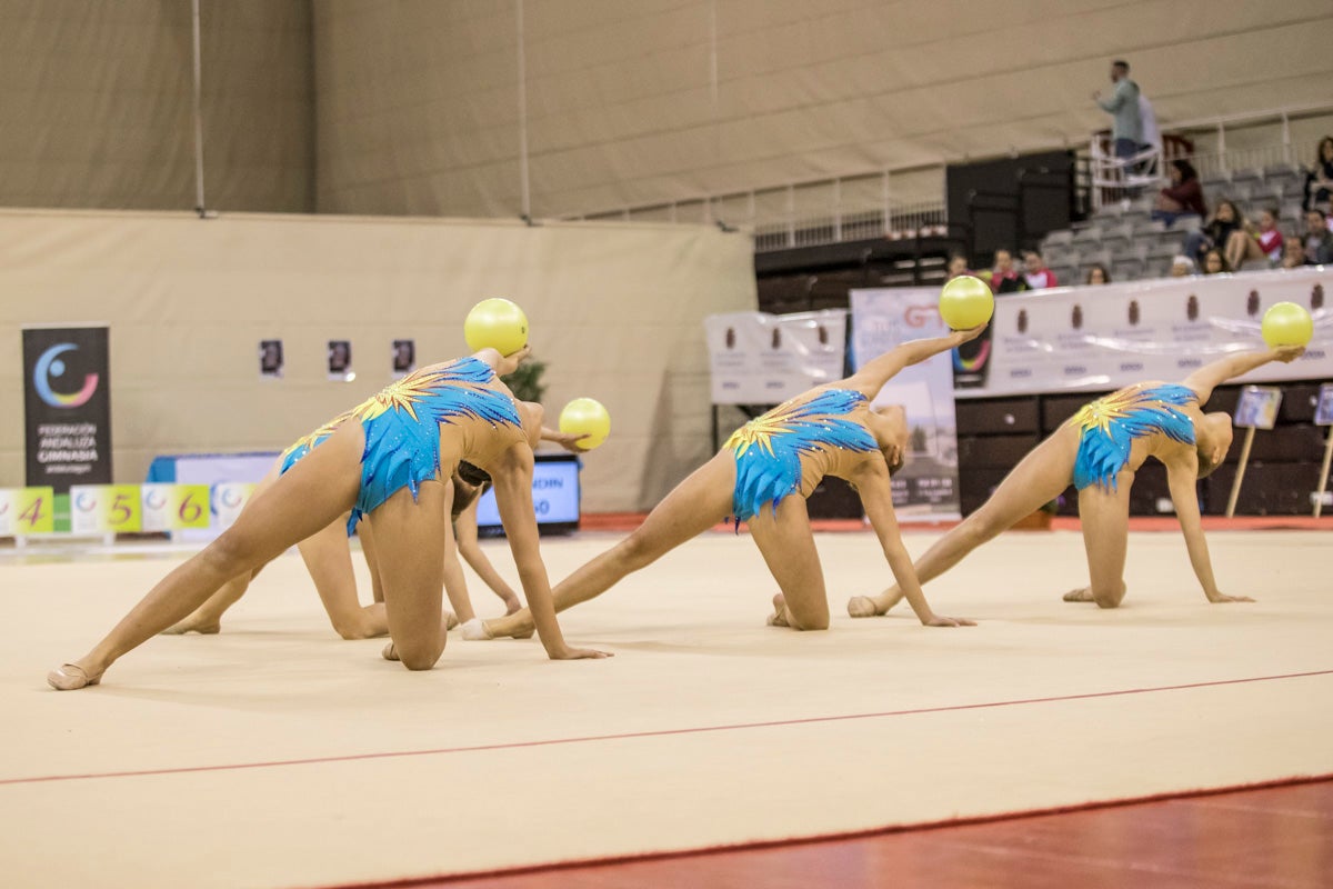 El Circuito Andaluz de gimnasia rítmica para la categoría de promesas se está celebrando en el Palacio de los Deportes. Más de dos mil niñas de toda la comunidad autónoma están poniendo sobre el tapiz todo lo aprendido y ensayado a lo largo del curso. 