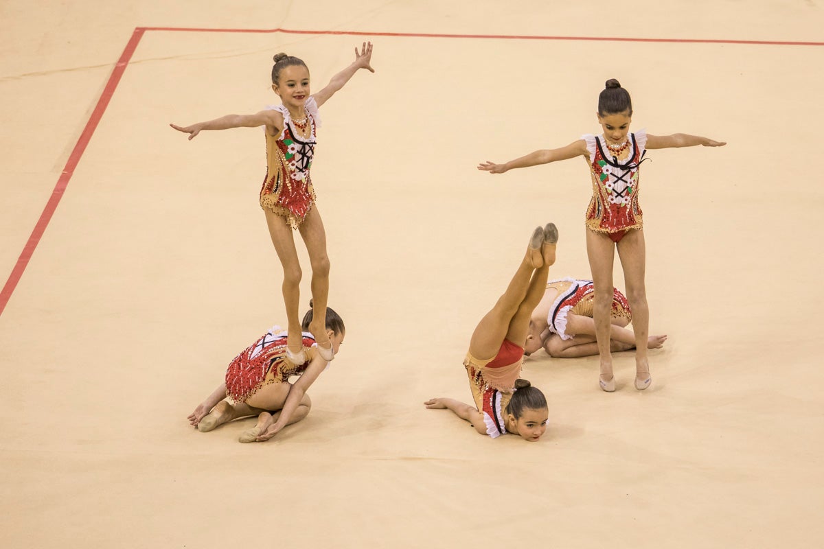 El Circuito Andaluz de gimnasia rítmica para la categoría de promesas se está celebrando en el Palacio de los Deportes. Más de dos mil niñas de toda la comunidad autónoma están poniendo sobre el tapiz todo lo aprendido y ensayado a lo largo del curso. 