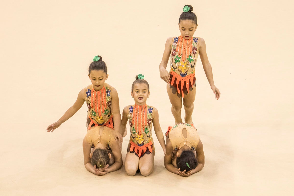 El Circuito Andaluz de gimnasia rítmica para la categoría de promesas se está celebrando en el Palacio de los Deportes. Más de dos mil niñas de toda la comunidad autónoma están poniendo sobre el tapiz todo lo aprendido y ensayado a lo largo del curso. 