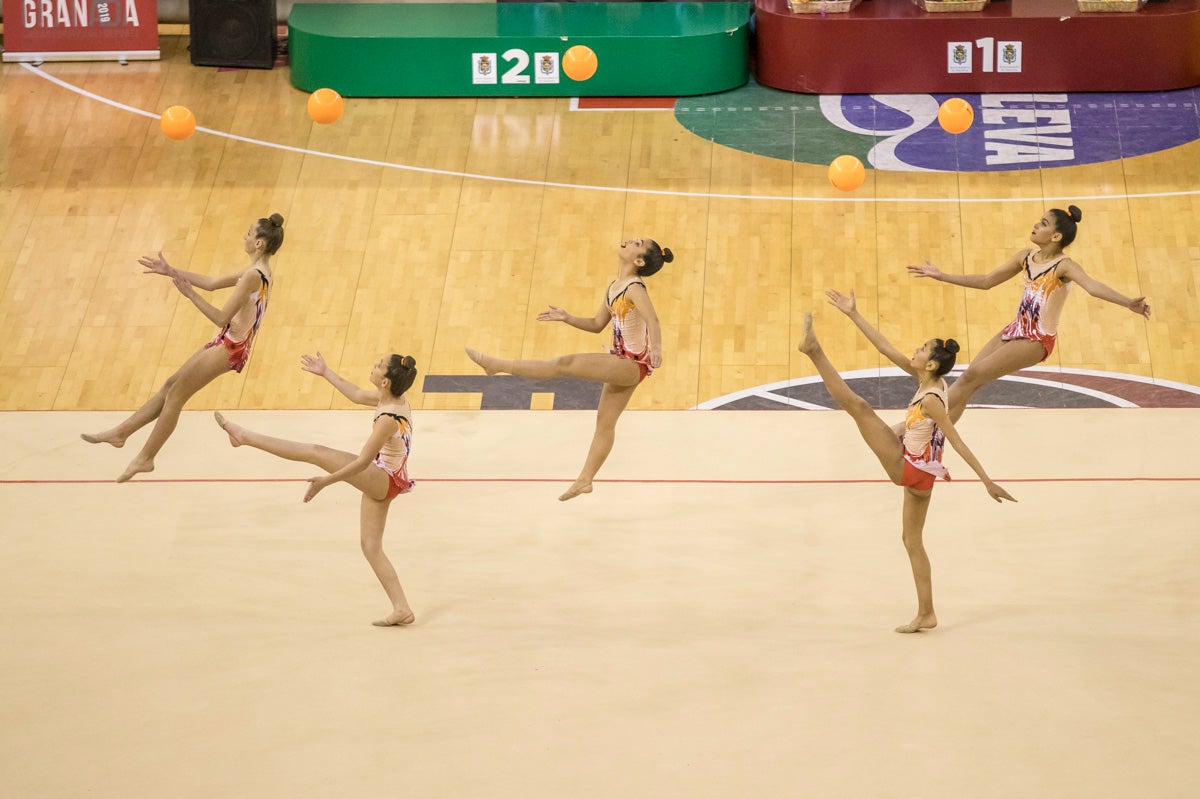 El Circuito Andaluz de gimnasia rítmica para la categoría de promesas se está celebrando en el Palacio de los Deportes. Más de dos mil niñas de toda la comunidad autónoma están poniendo sobre el tapiz todo lo aprendido y ensayado a lo largo del curso. 