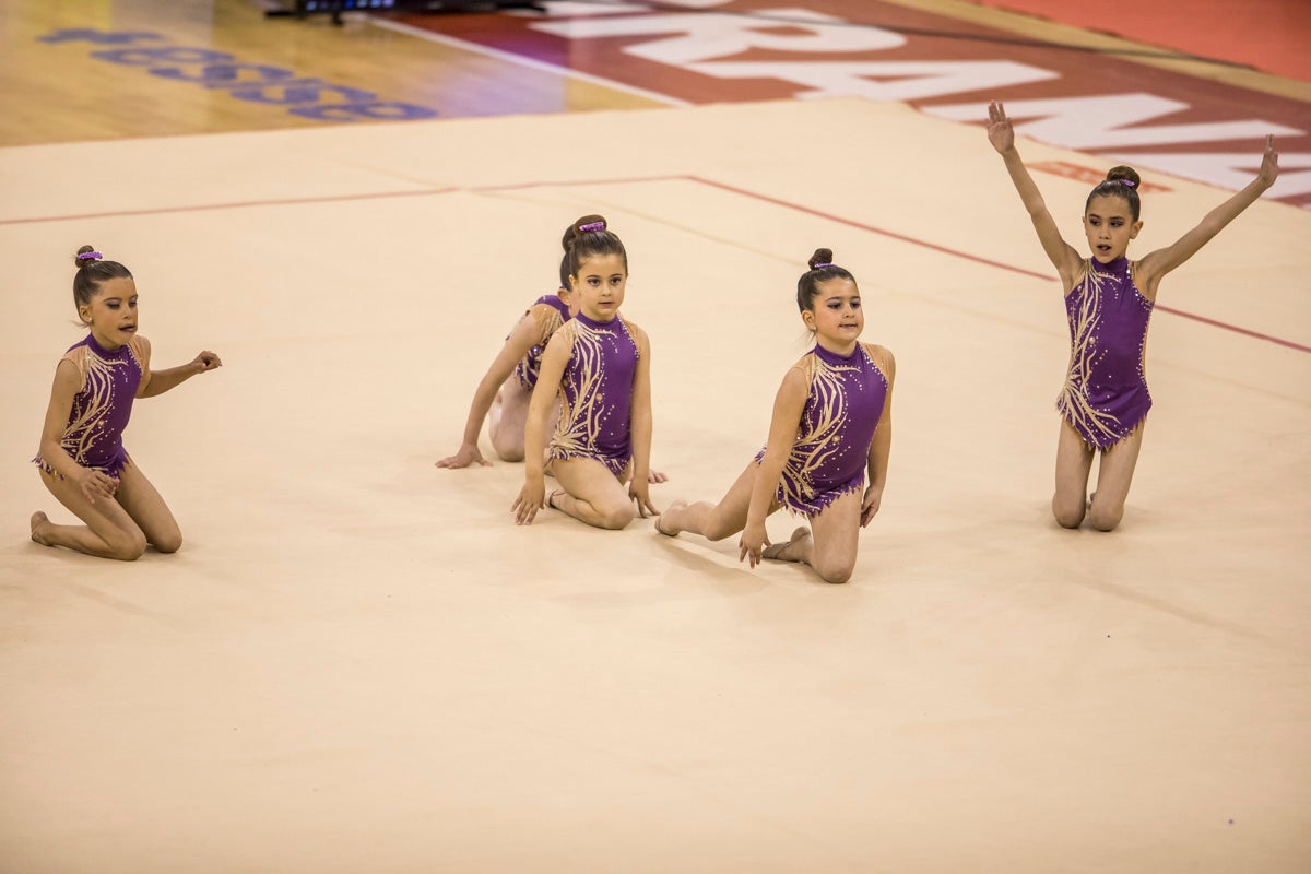 El Circuito Andaluz de gimnasia rítmica para la categoría de promesas se está celebrando en el Palacio de los Deportes. Más de dos mil niñas de toda la comunidad autónoma están poniendo sobre el tapiz todo lo aprendido y ensayado a lo largo del curso. 