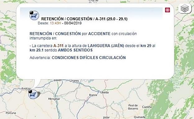 Reabierta la A-311 en Lahiguera tras la retirada de un camión atravesado en la carretera