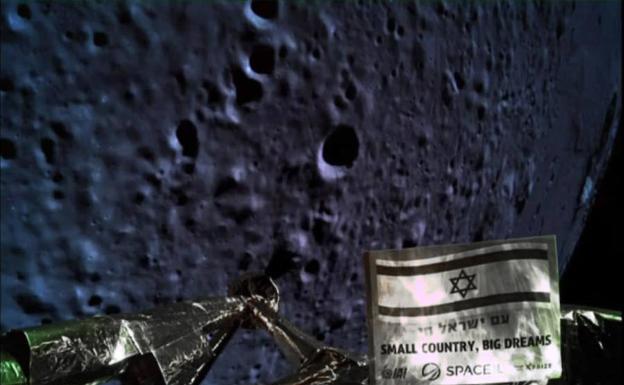 Una de las últimas imágenes de la sonda Bereshit antes de estrellarse en la superficie lunar. 