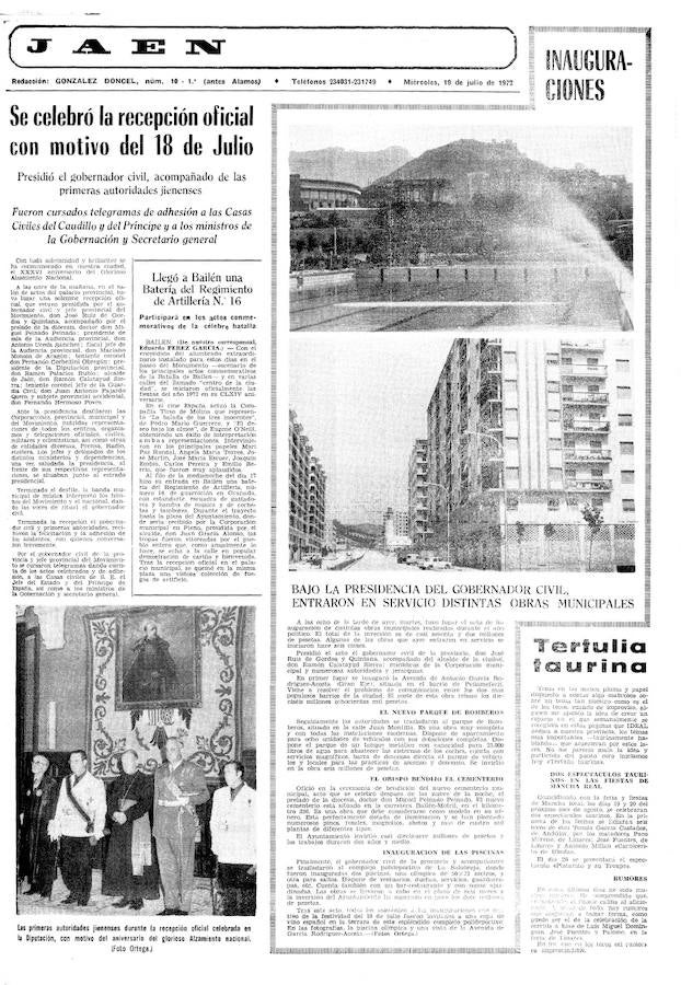El 19 de julio de 1972. Inauguraciones y conmemoracion con motivo del 18 de julio.