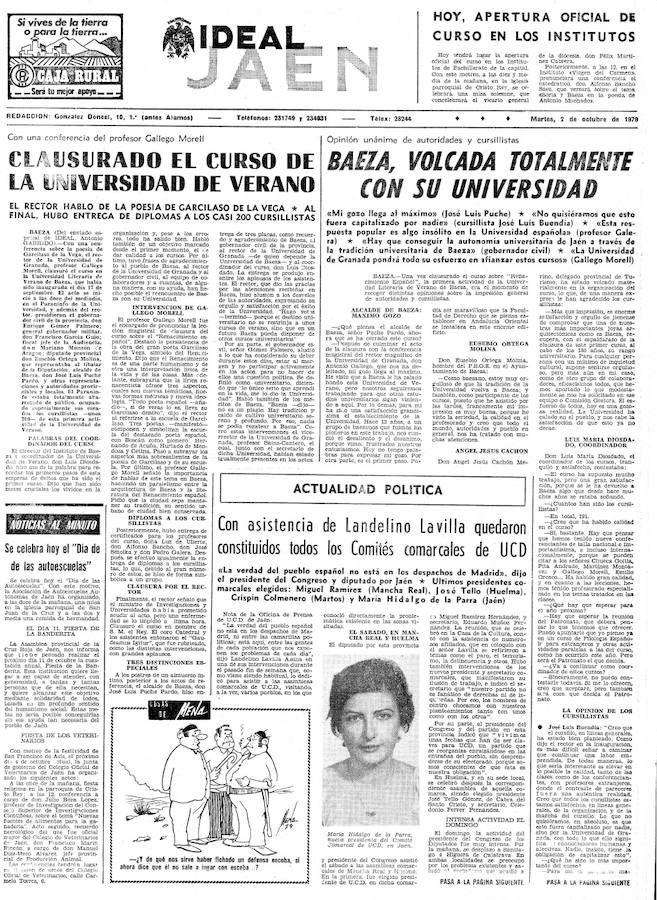 2 de octubre de 1979. Primer curso de La Machado en Baeza.